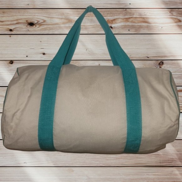 HAWAII WORLD - Vintage UNITED AIRLINES White Teal Strap Carry-On Duffle Bag - Picture 2 of 12